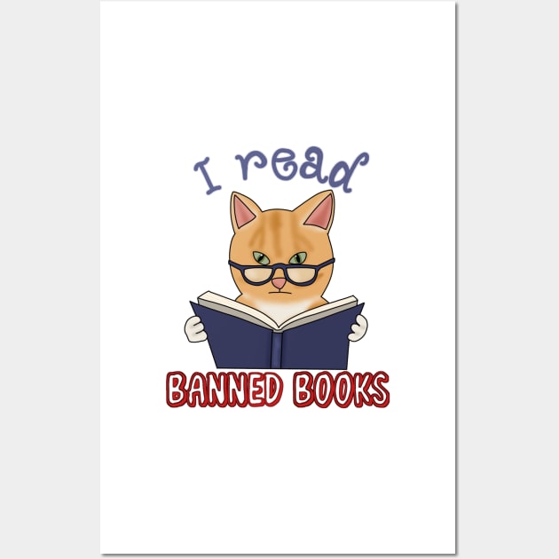 I read banned books (fluffy orange cat) Wall Art by Becky-Marie